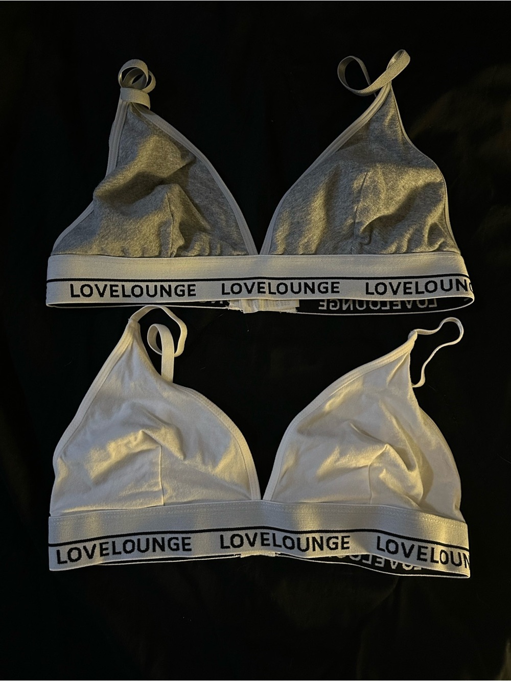 LOVELOUNGE Cotton Bralette Set - White and Heather Gray Bundle